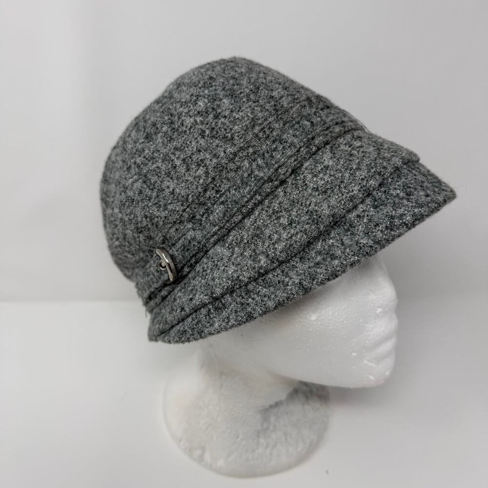 D&Y Gray Wool Look Cloche Bucket Hat One Size